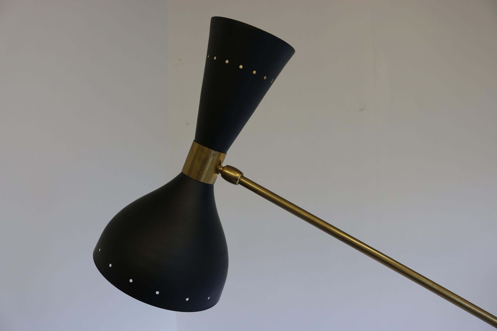 Lighting Mid Century 1950 Stilnovo Style Floor Lamp Carrara Marble Brass Black 1950 Retro photo