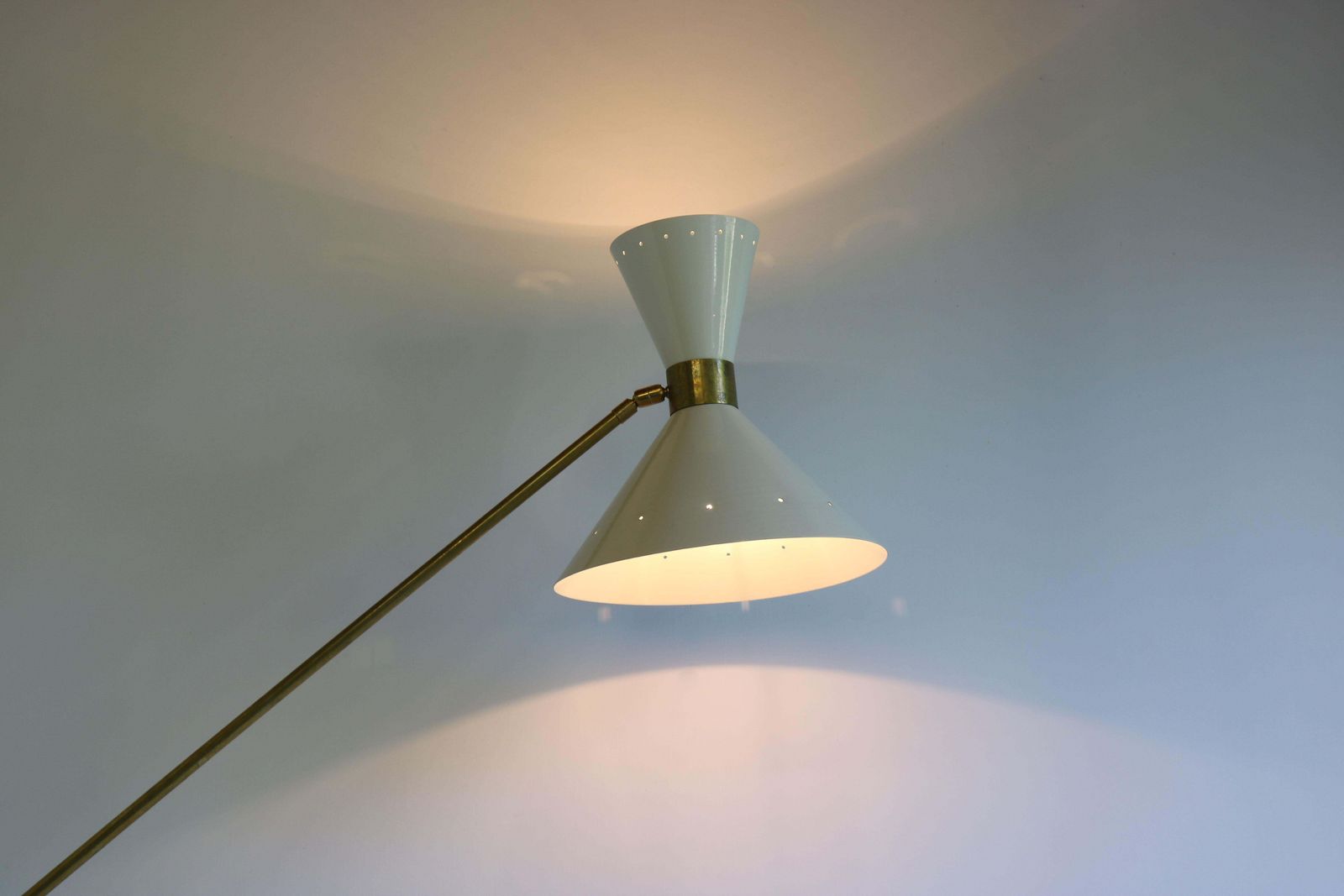 Italian 1950 Vintage Design Floor Lamp Brass With Carrara Marble Stilnovo Style photo furniture