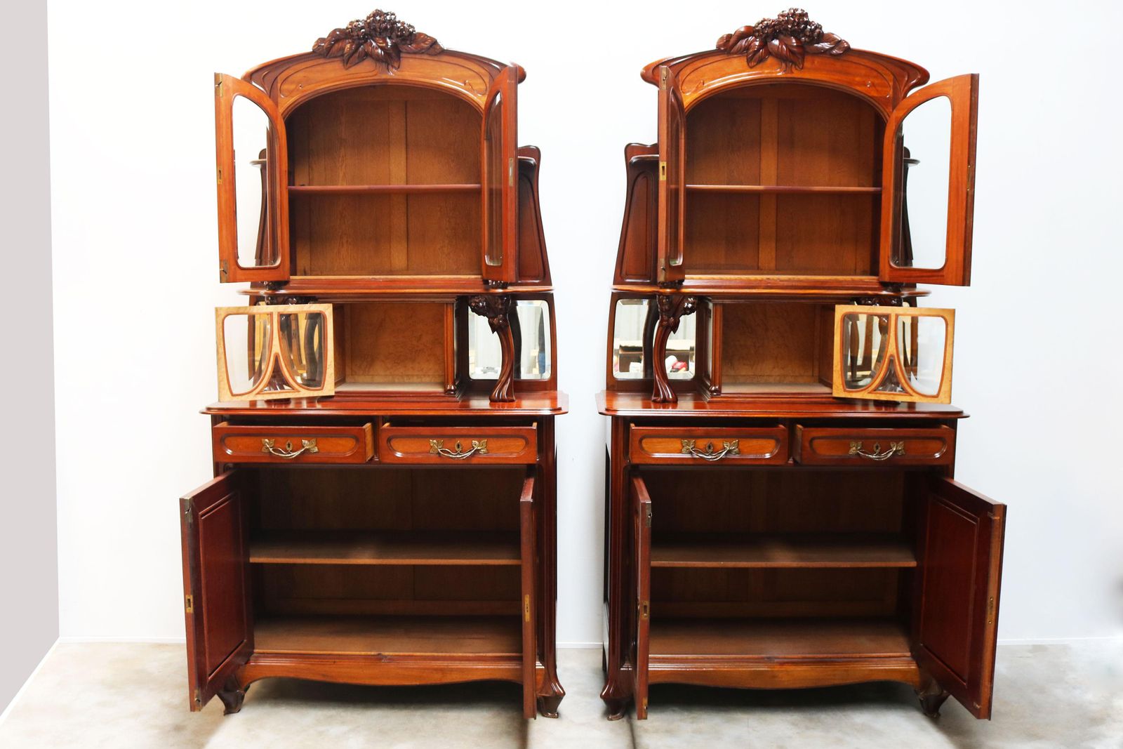 Monumental Pair Of Art Nouveau Buffet Cabinets By Maison Gouffé Jeune 1902 Paris photo buy