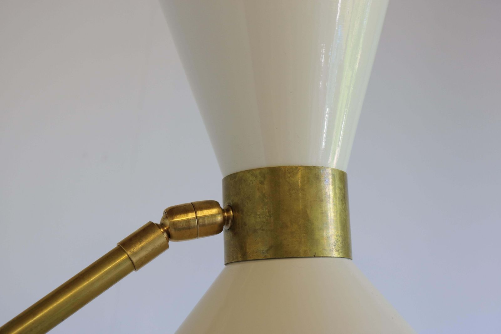 photo for sale Italian 1950 Vintage Design Floor Lamp Brass With Carrara Marble Stilnovo Style