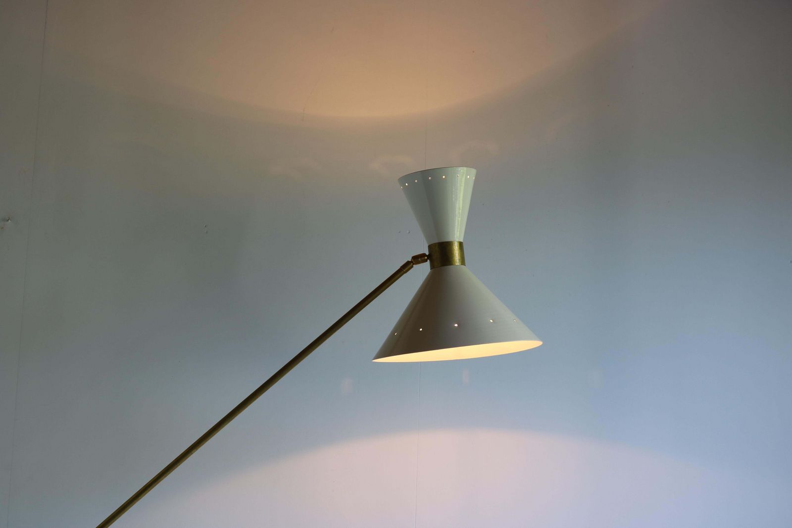 2119.0 Italian 1950 Vintage Design Floor Lamp Brass With Carrara Marble Stilnovo Style photo