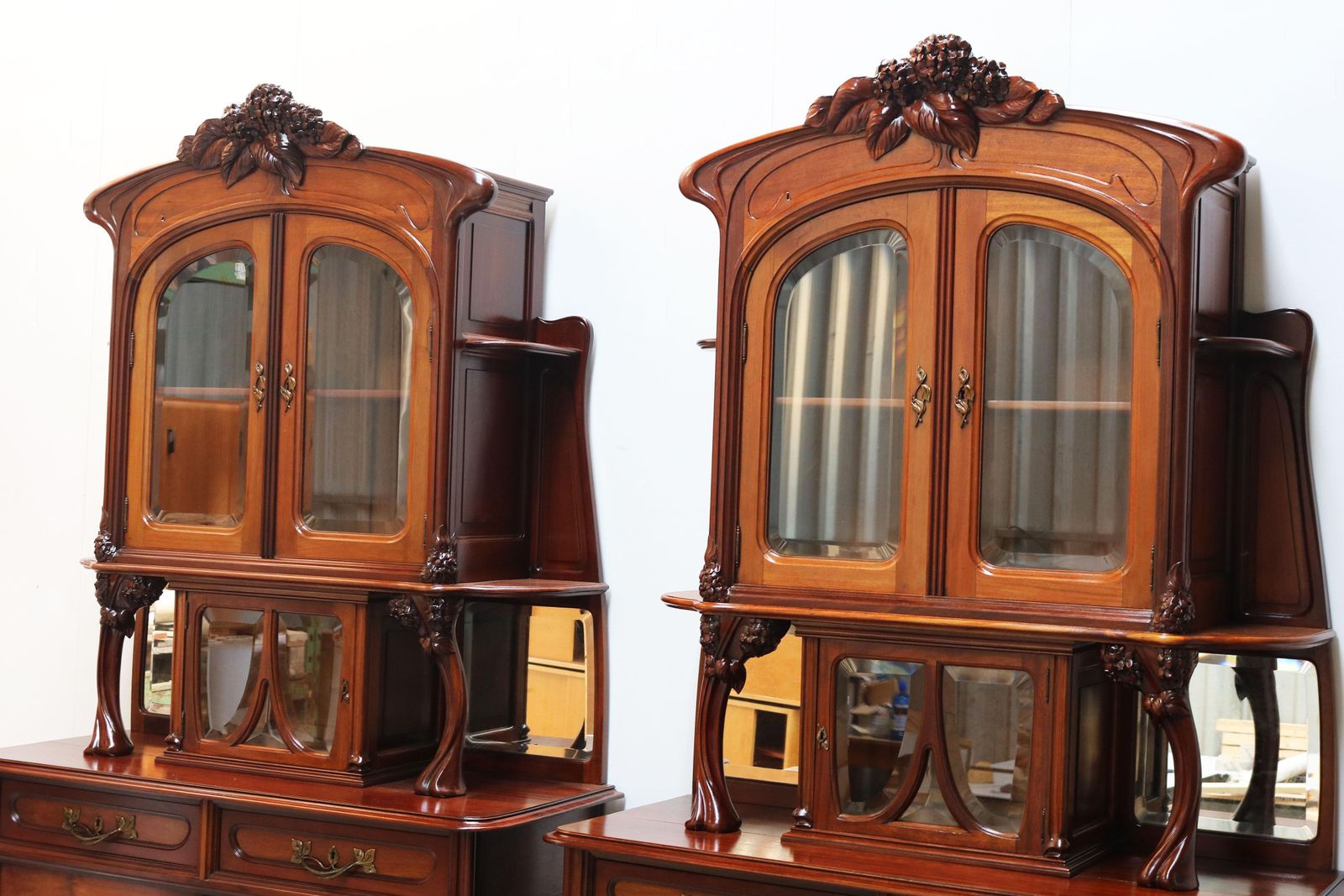 photo for sale Monumental Pair Of Art Nouveau Buffet Cabinets By Maison Gouffé Jeune 1902 Paris