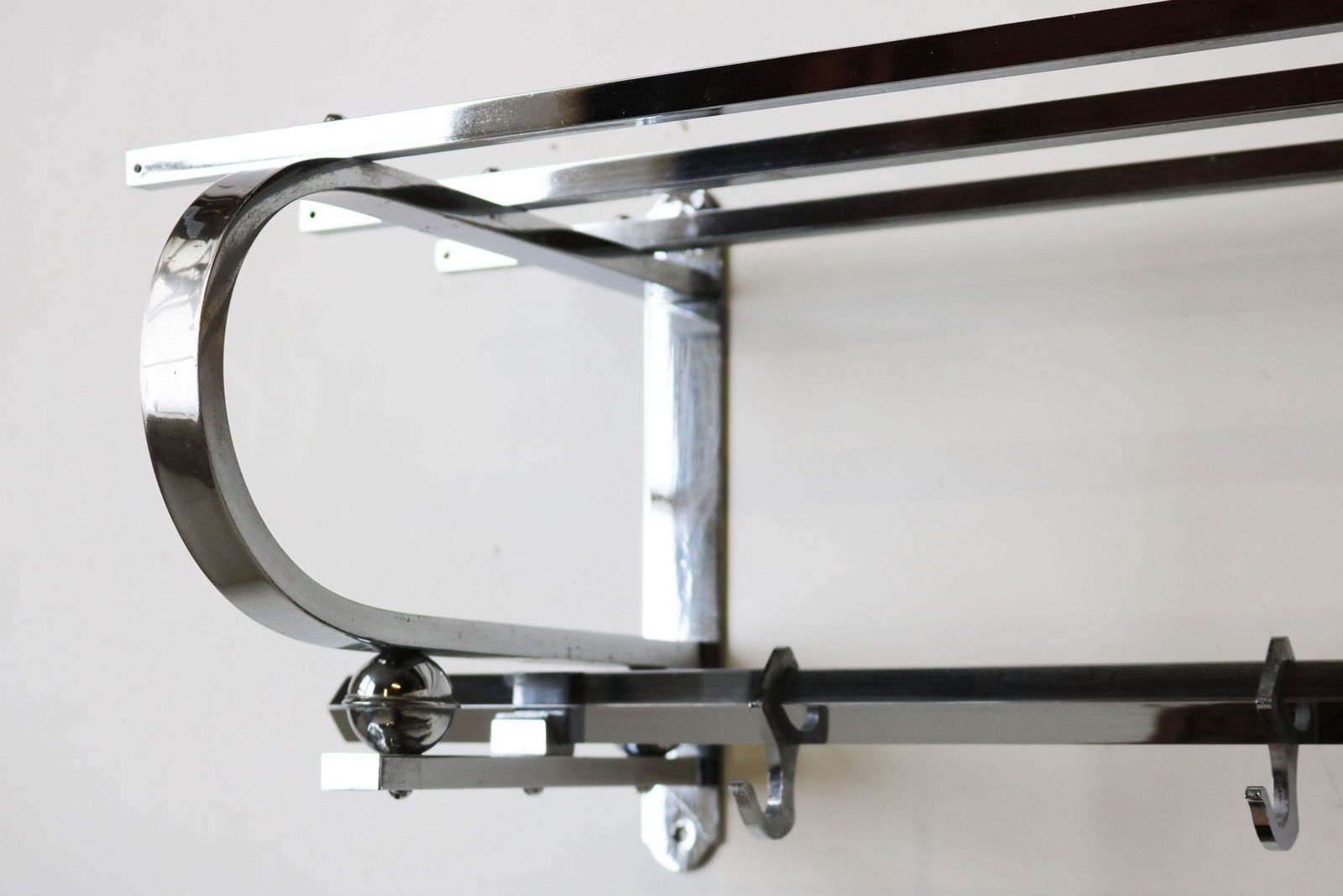 Antique Art Deco Bauhaus Chrome Coat Rack / Hat Rack 1930 Design Hallway Hanger photo furniture