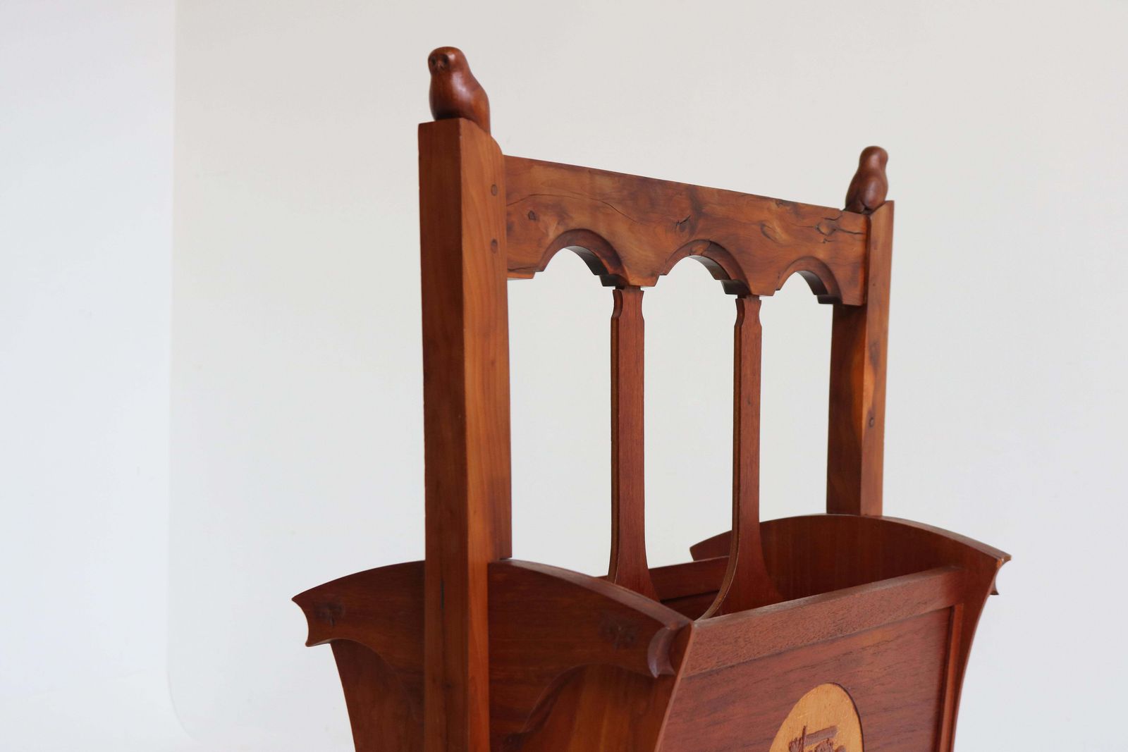 Antique Dutch Amsterdam School 1920 Magazine Rack / Stand Arts & Crafts Owl Teak photo Home Decor