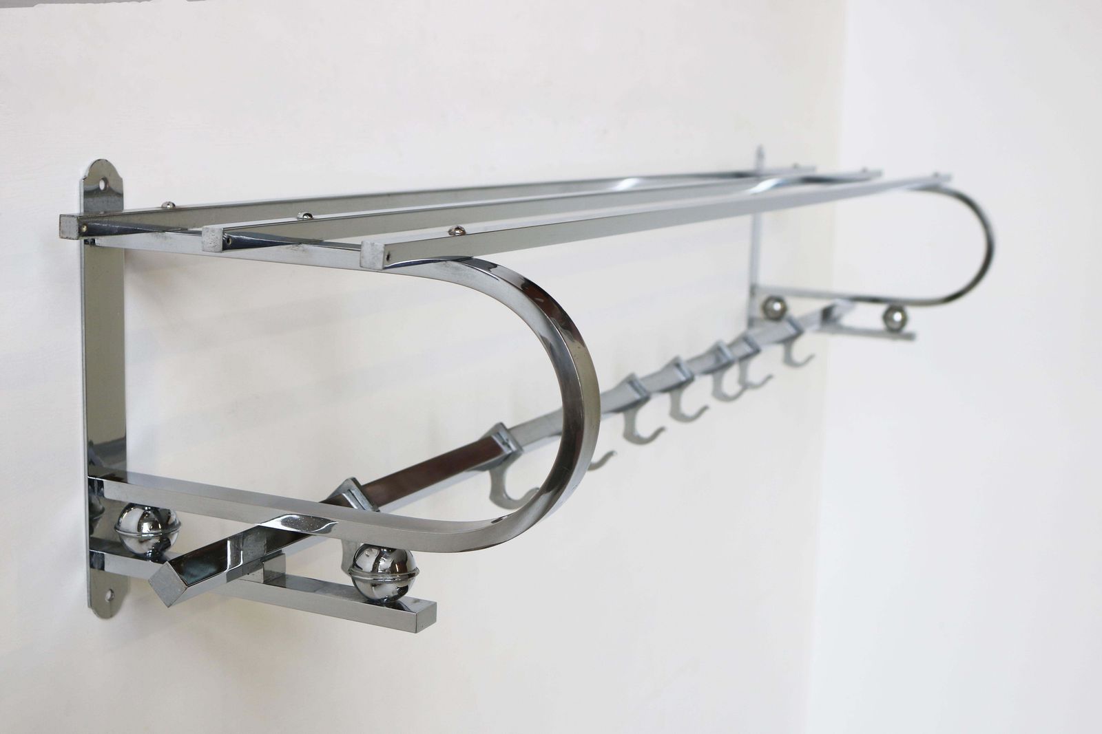 Antique Art Deco Bauhaus Chrome Coat Rack / Hat Rack 1930 Design Hallway Hanger photo Furniture