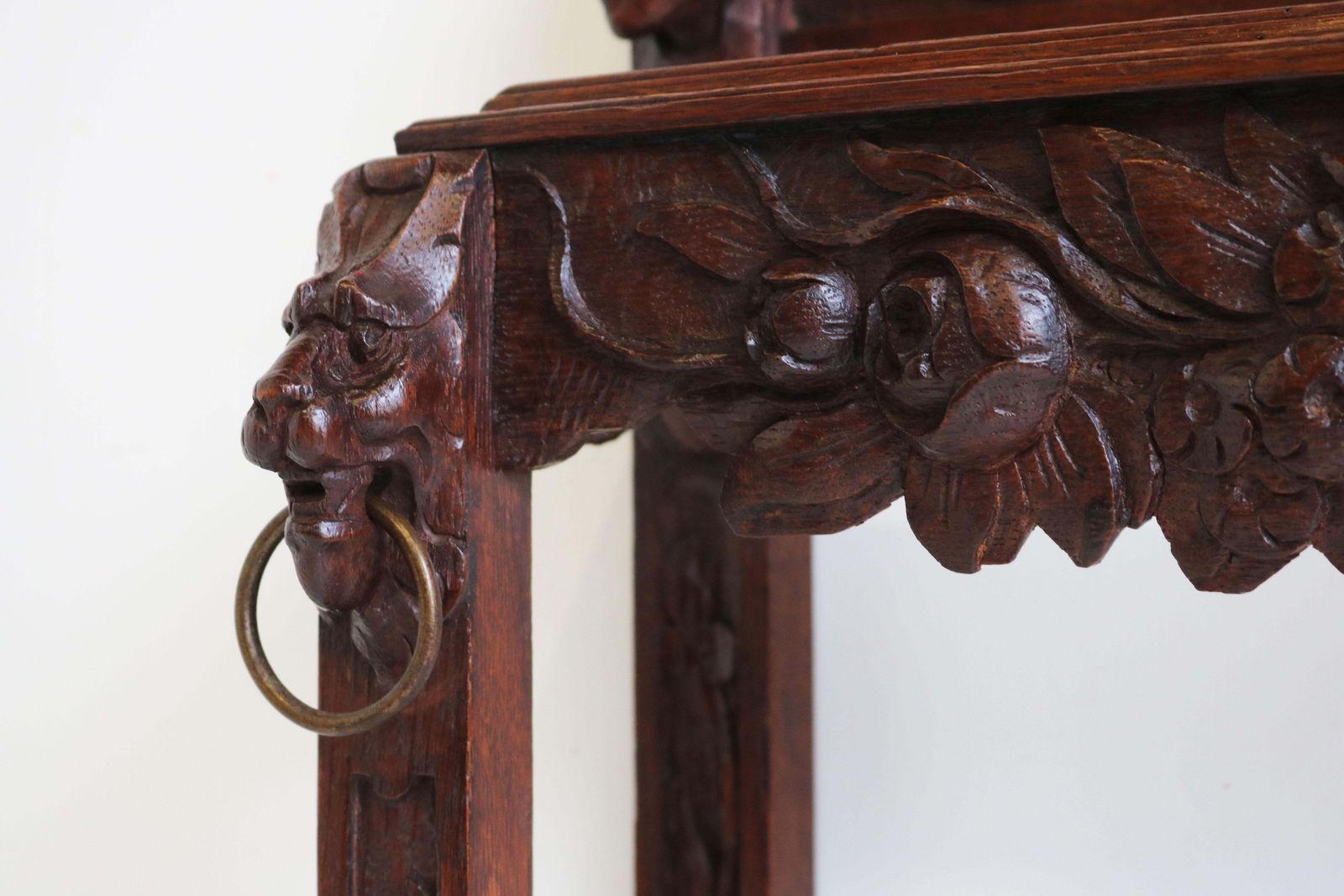 Antique French 19th Century Renaissance Revival Umbrella / Stick Stand Lion Mask photo vinterior