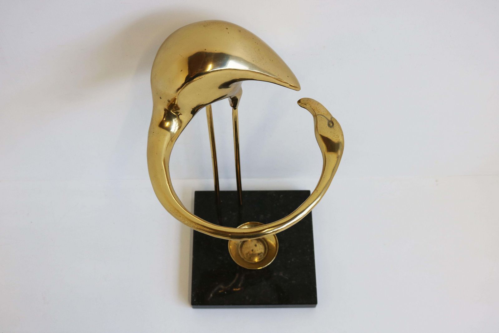 Vintage Design Flamingo Umbrella Stand By Willy Daro Regency Black Marble Brass photo vinterior
