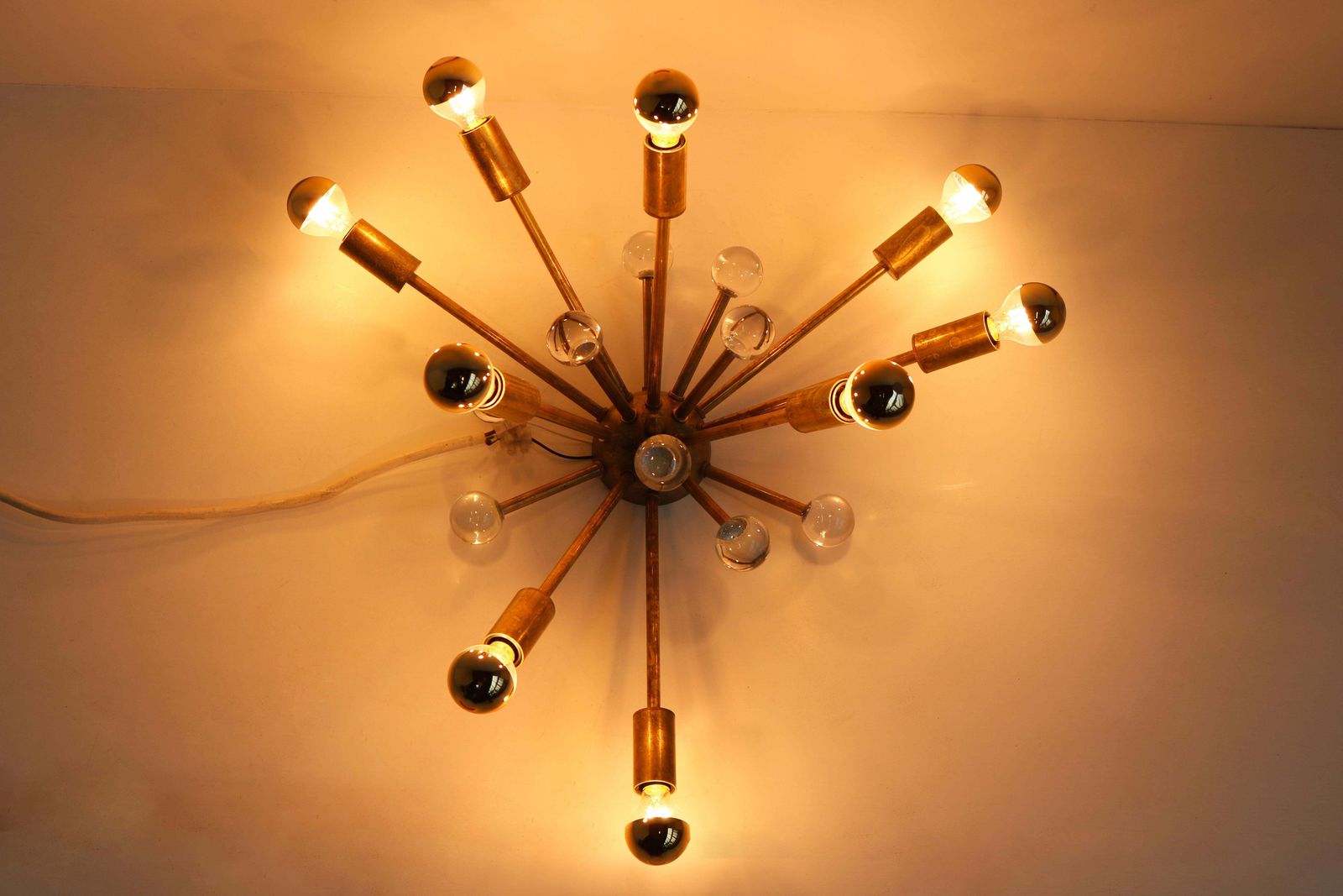Italiaanse Mid Century Sputnik Stilnovo Murano Messing Wandlampen photo 2110.0