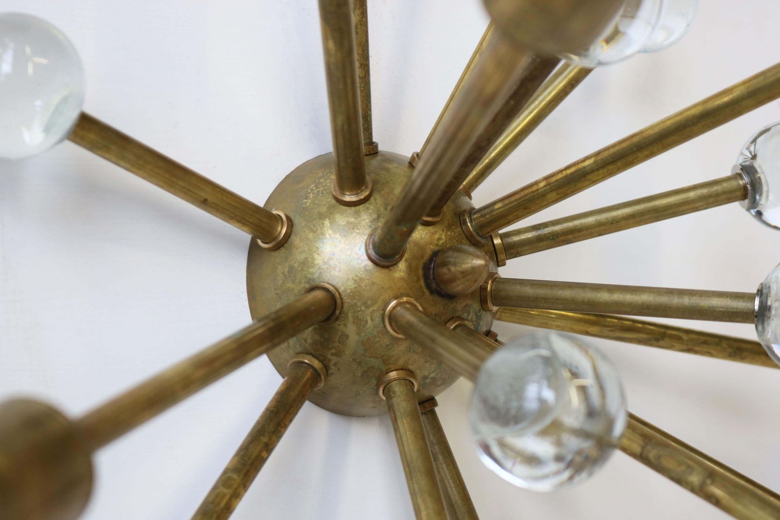 photo for sale Italiaanse Mid Century Sputnik Stilnovo Murano Messing Wandlampen