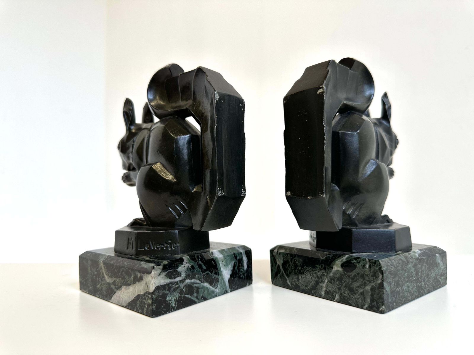 photo vinterior Antique Art Deco ''Squirrel'' Bookends By Max Le Verrier 1930 France Marble