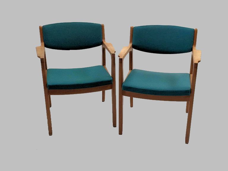 1960s Set Of Two Reupholstered Danish Erik Buch Armchairs In Oak, Orum Mobler photo for sale