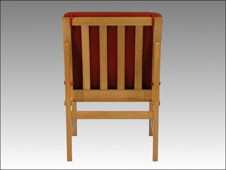 1960s Børge Mogensen Model 3232 Lounge Chairs In Oak And Red Fabric photo Furniture