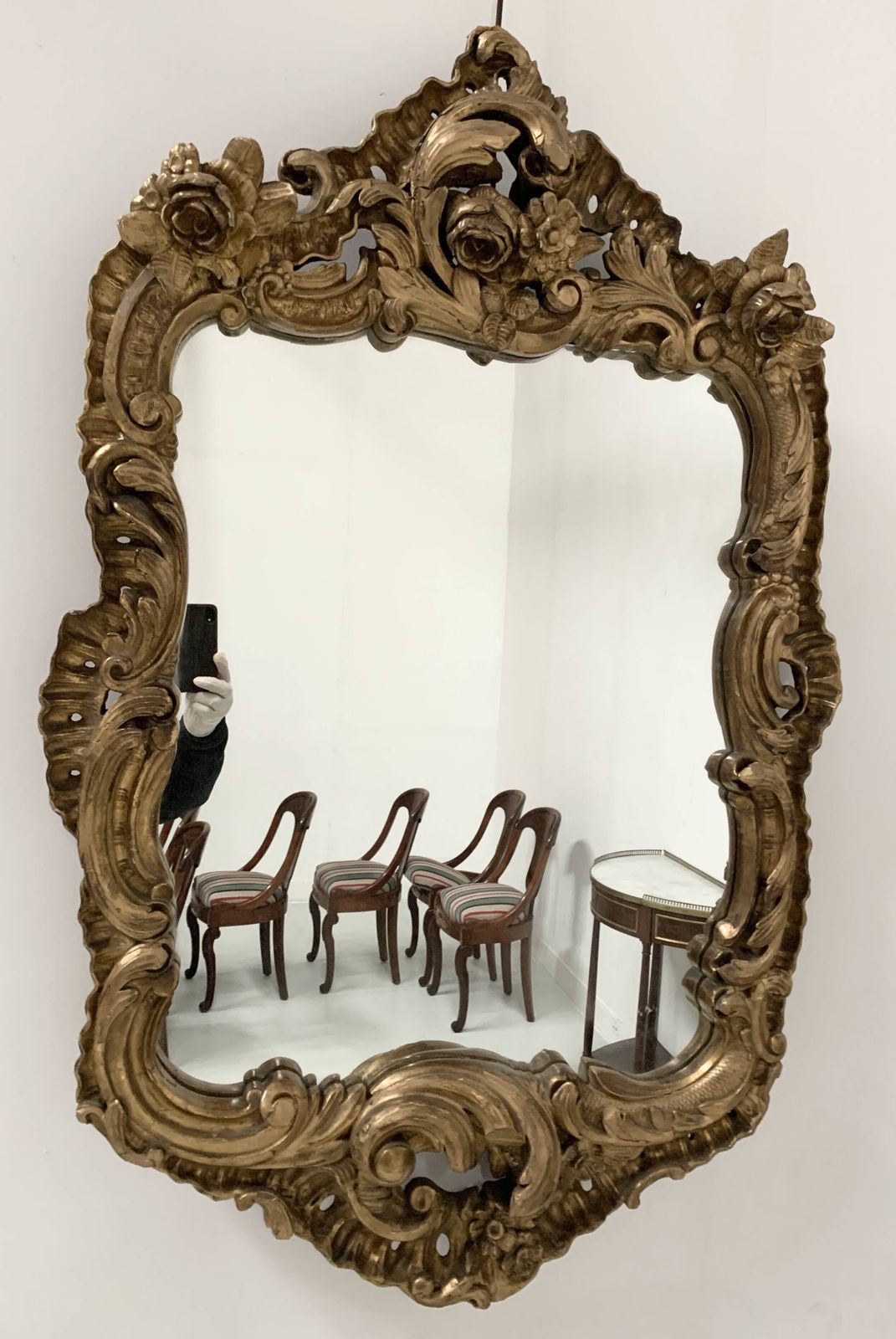 photo buy Louis XV Mirror In Carved Gilded Wood, Late 18th Century