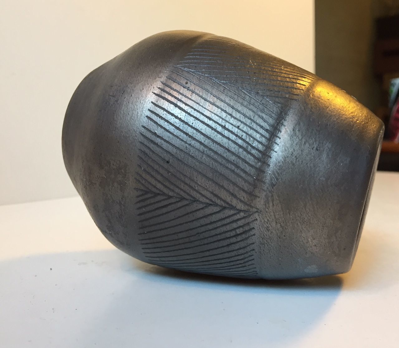 Scandinavian Black Glaze Ceramic Vase, 1960s photo for sale