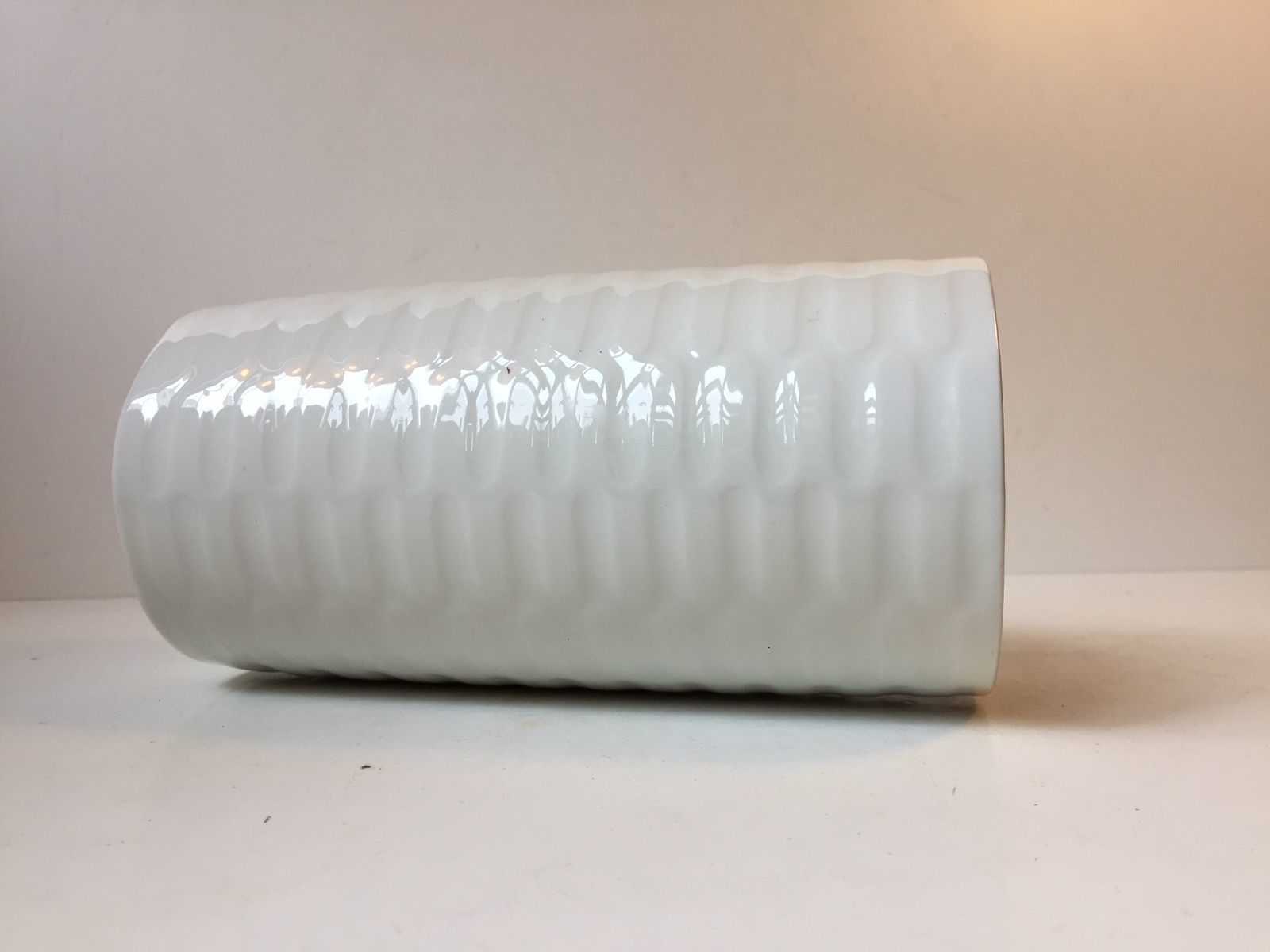 Danish Modern White Celadon Vase By Anni Jeppesen For Royal Copenhagen, 1970s photo for sale