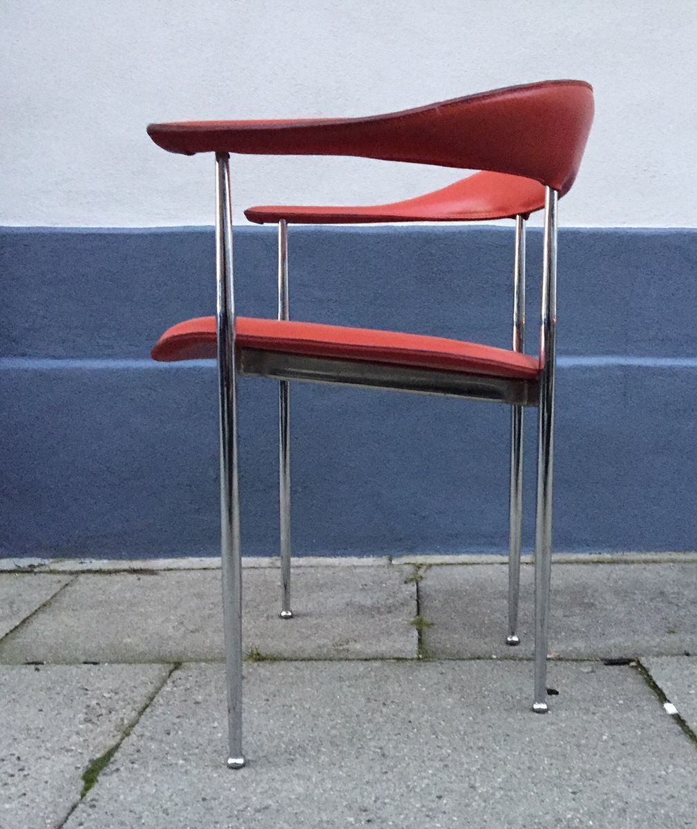 Rode Zadelleren Fauteuil Van Giancarlo Vegni & G. Gualtierotti Voor Fasem, Jaren 1980 photo for sale