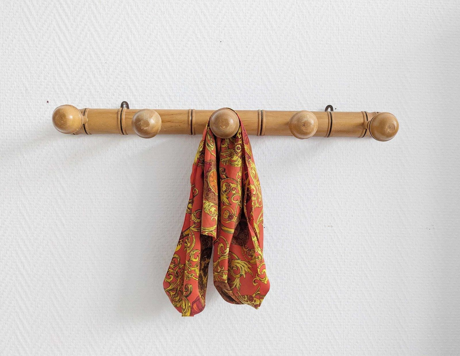 photo for sale Vintage Wooden Wardrobe, Wardrobe In Bamboo Look, Country House Wall Wardrobe