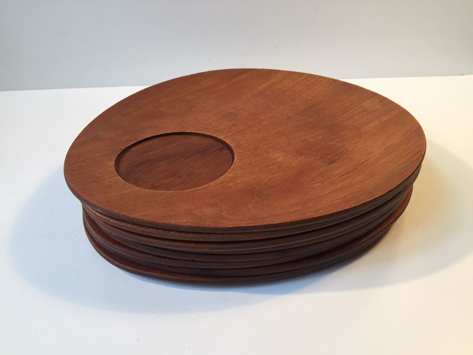 Danish Teak Tear Drop Breakfast Plates, 1960s, Set Of 8