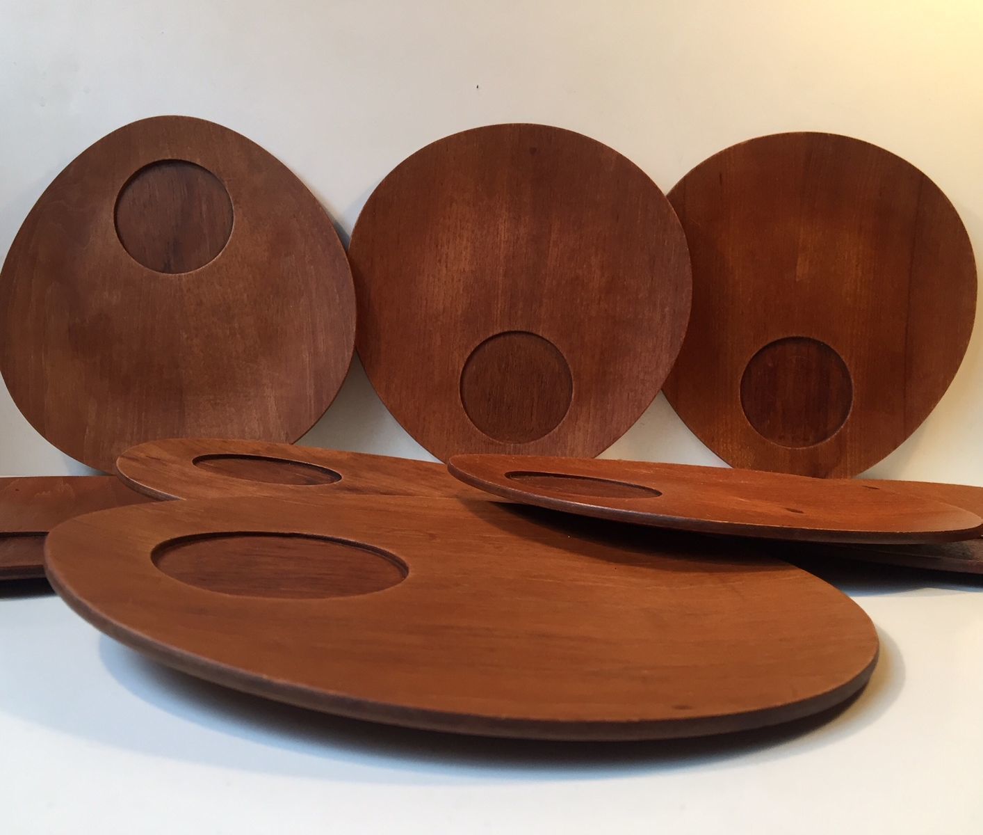 Danish Teak Tear Drop Breakfast Plates, 1960s, Set Of 8 photo furniture