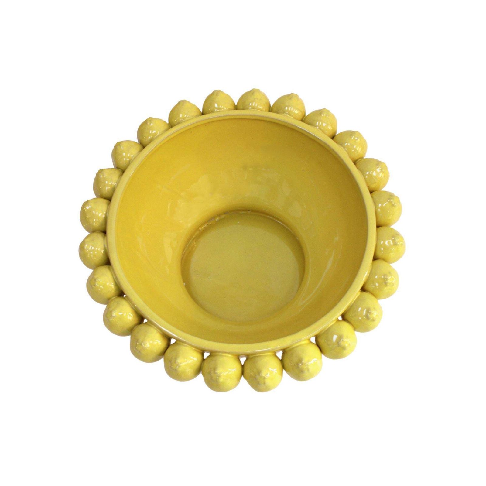 Italian Yellow Ceramic Vase With Yellow Lemon Fruit Motifs photo for sale