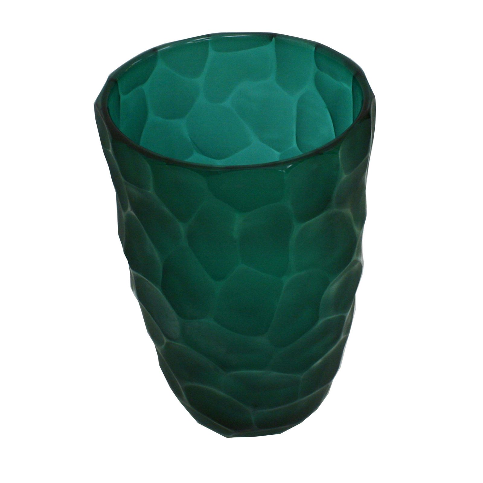 Mid Century Modern Davide Dona Sculptural Faceted Green Murano Glass Vase photo furniture