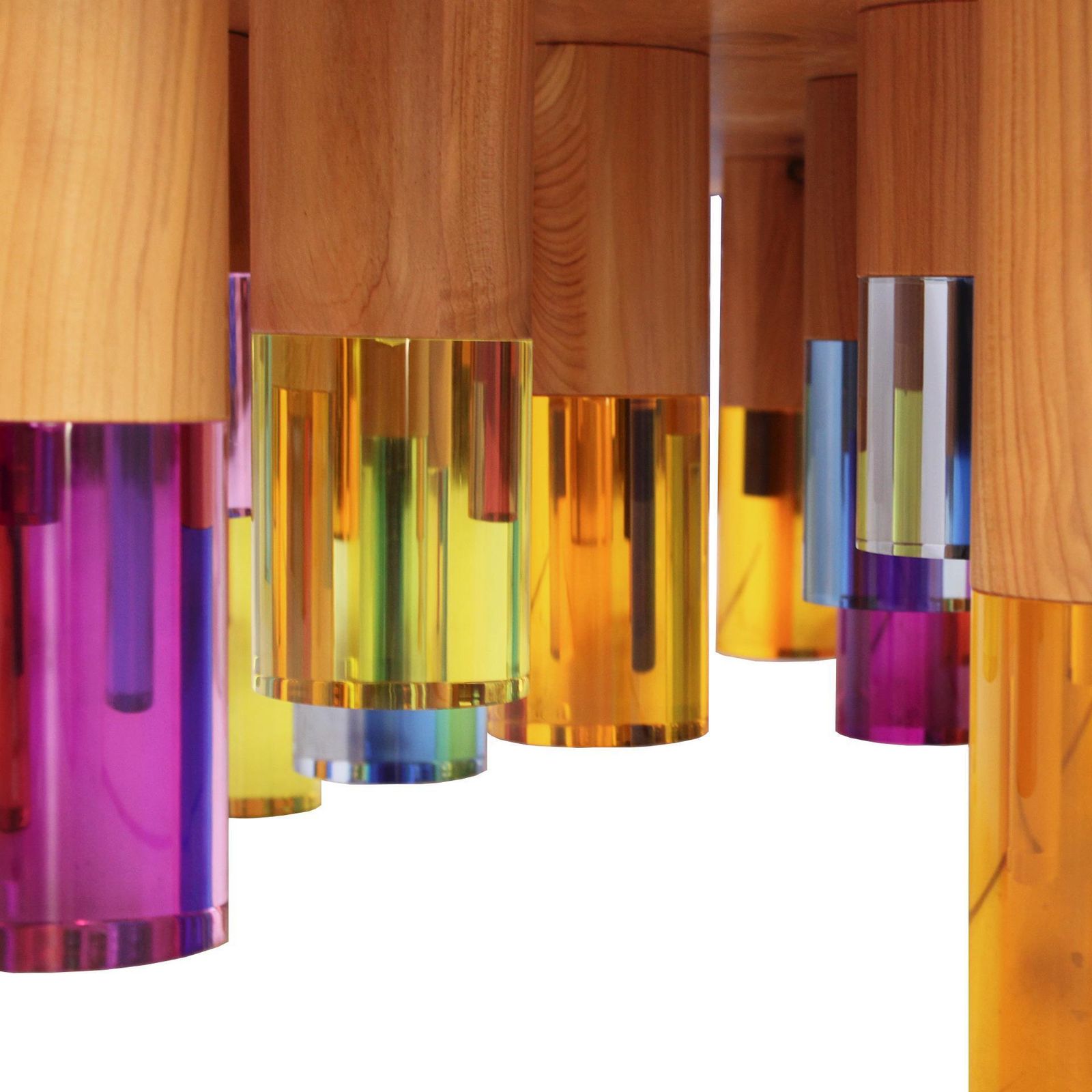 Studio Superego Modern Wood And Multicolor Plexiglass Italian Coffee Table photo vinterior