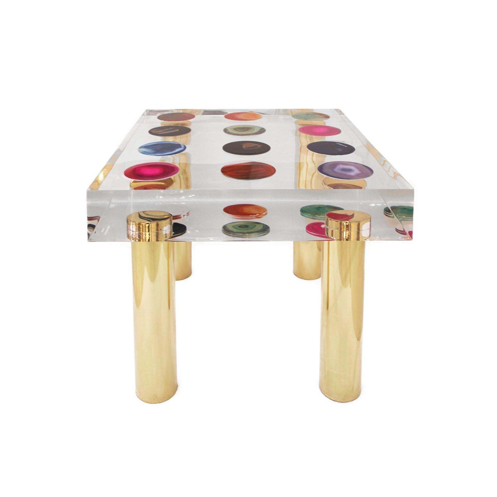 Superego Contemporary Modern Italian Plexiglass And Brass Side Table photo Furniture