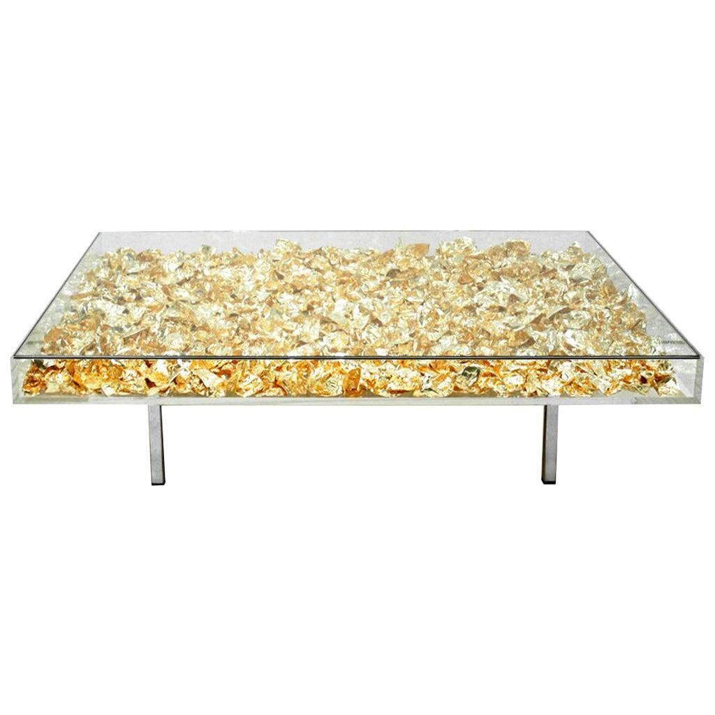 Yves Klein Gold Monogold French Square Coffee Table