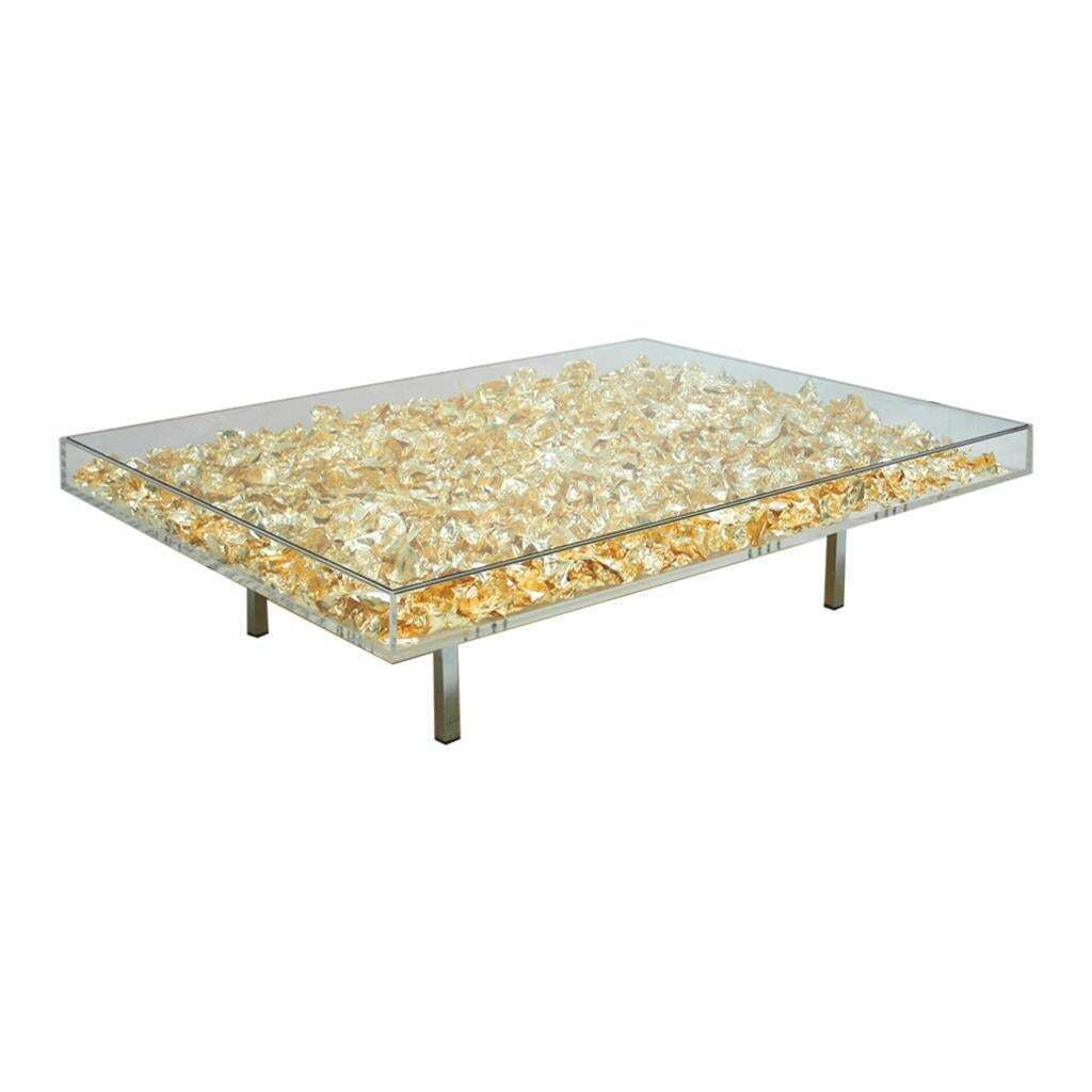 Yves Klein Gold Monogold French Square Coffee Table photo for sale