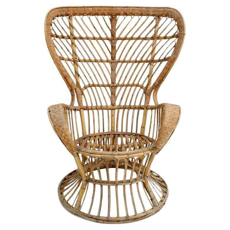 Carminati Mid Century Modern Bamboo Rattan Italian Armchair