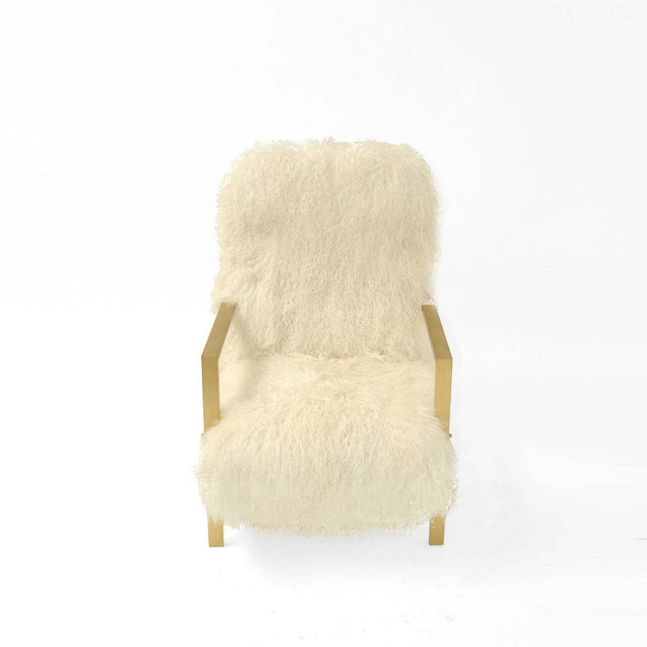 Pair Of L.A. Studio Contemporary Modern White Mongolian Goat Italian Armchairs photo furniture