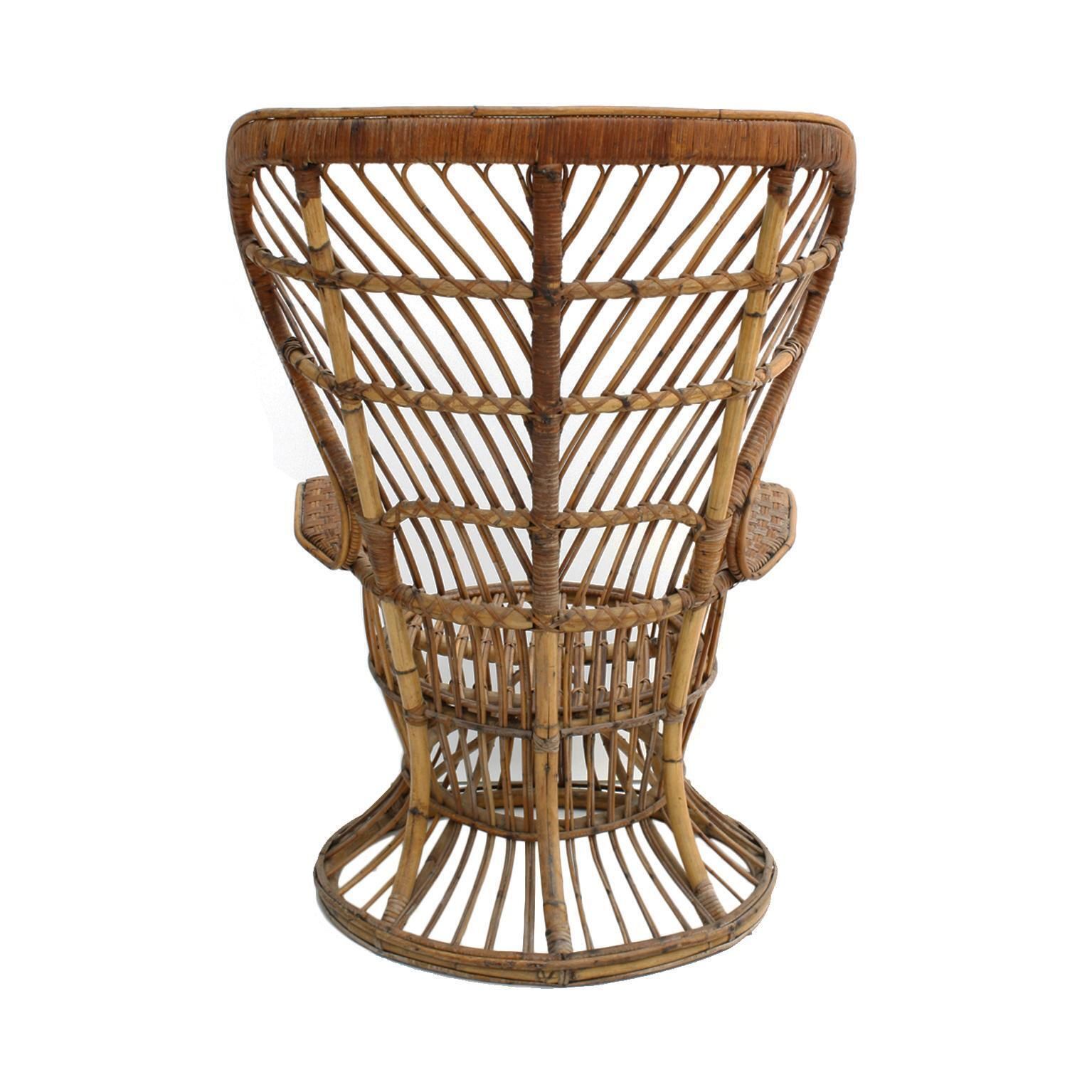 Carminati Mid Century Modern Bamboo Rattan Italian Armchairs photo for sale