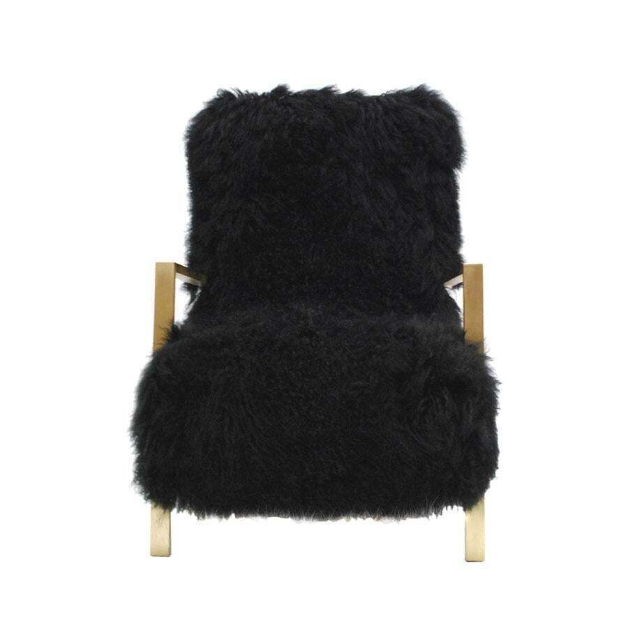 Pair Of L.A. Studio Contemporary Modern Black Mongolian Goat Italian Armchairs photo furniture
