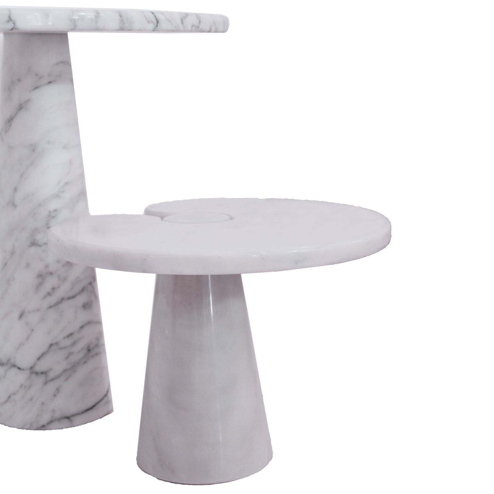 Original Angelo Mangiarotti Italian "Eros" Carrara Marble Side Tables photo furniture