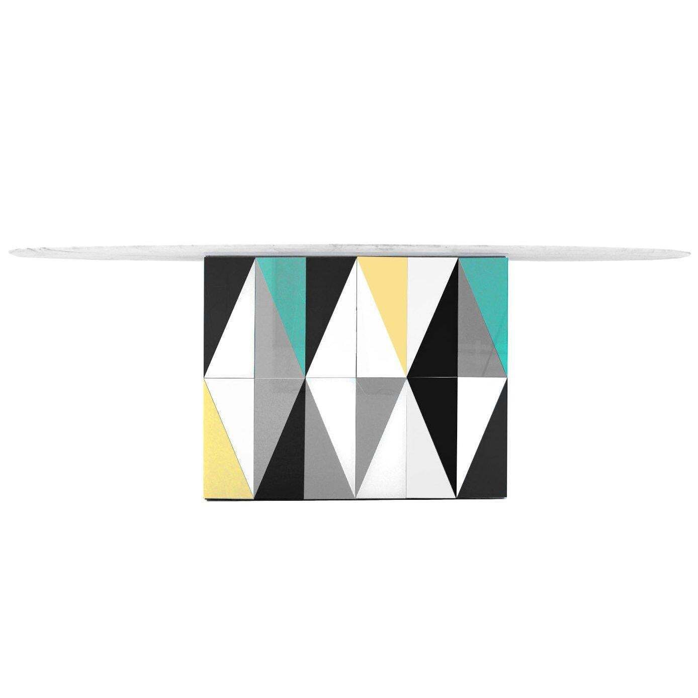 Contemporary Wood Italian Dining Table With Marble Top After Gio Ponti photo 4178.0