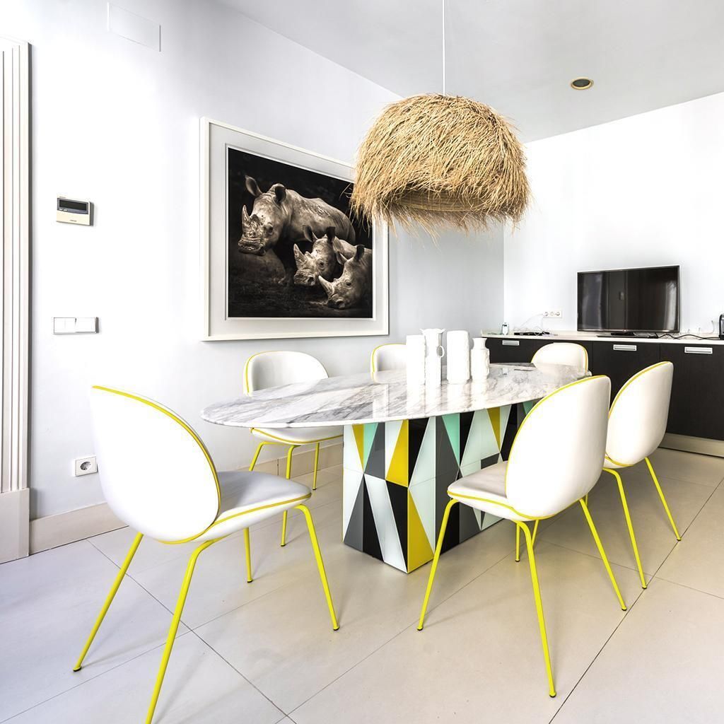 photo furniture Contemporary Wood Italian Dining Table With Marble Top After Gio Ponti
