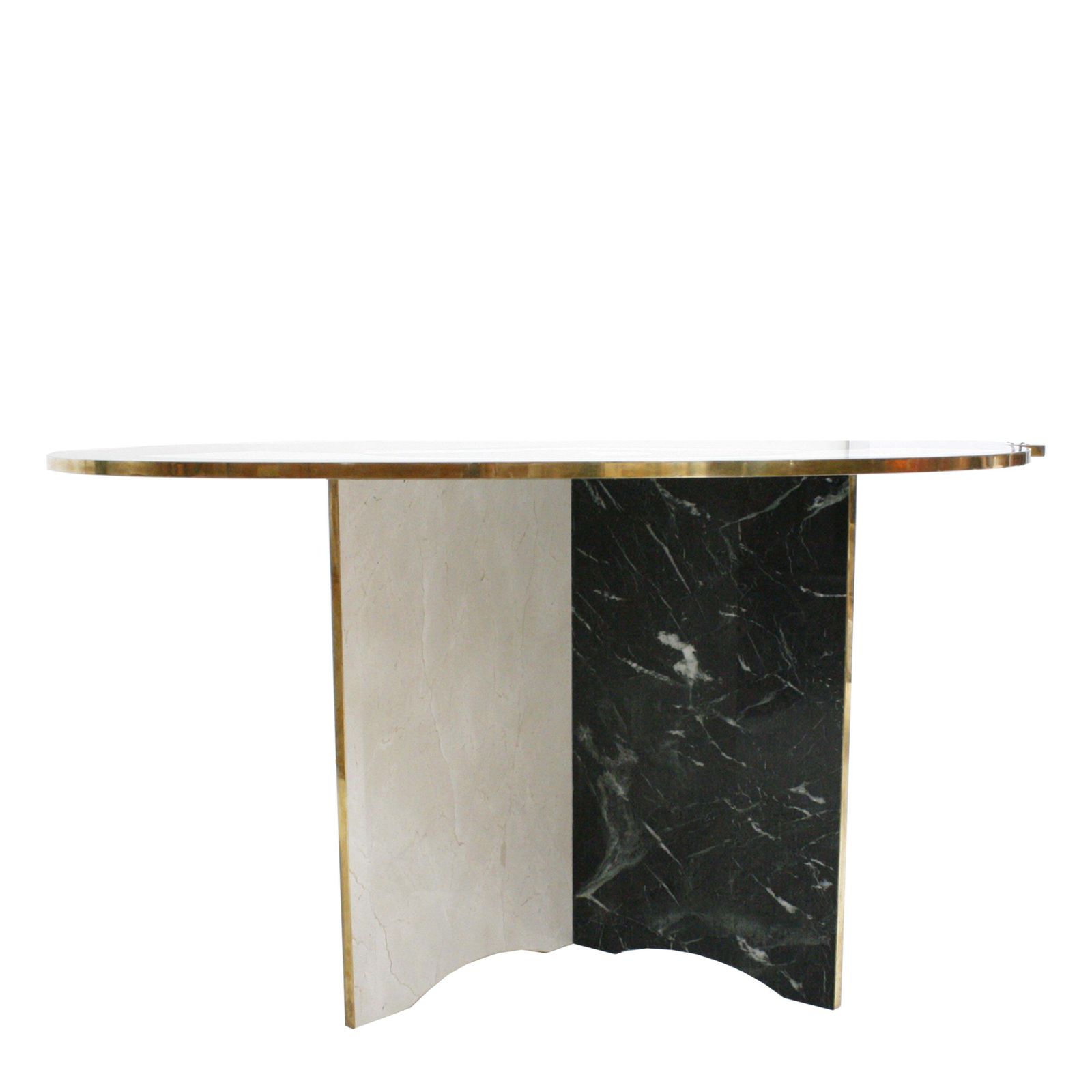 Mid Century Modern Italian By L.A. Studio Circular Marble And Brass Table photo vinterior