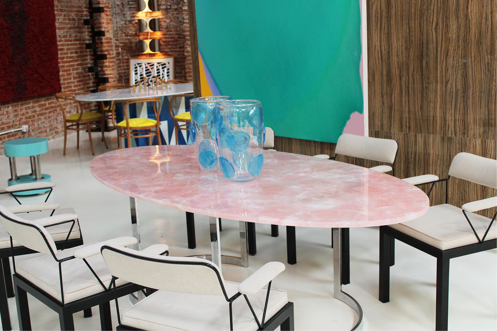 Contemporary Dining Table Made Of Rose Quartz Designed By L.A. Studio photo vintage