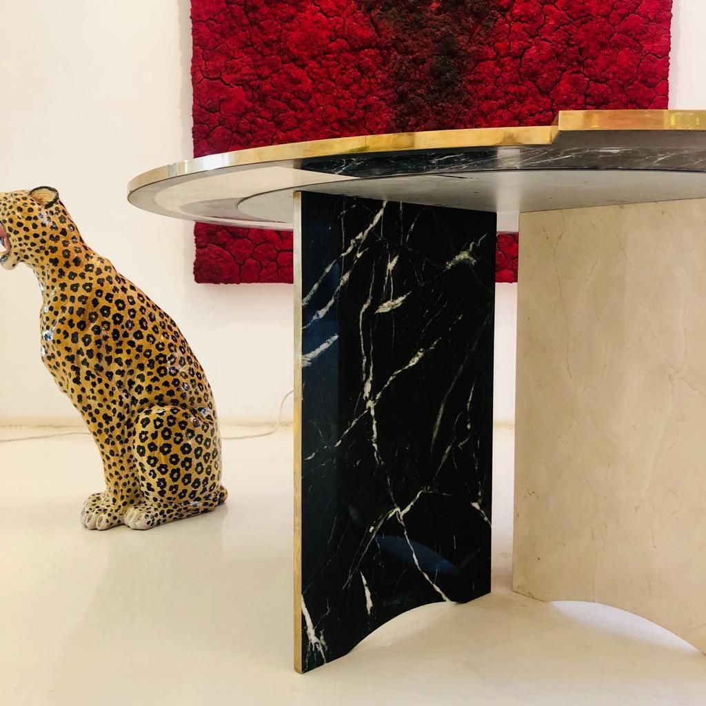 photo buy Mid Century Modern Italian By L.A. Studio Circular Marble And Brass Table