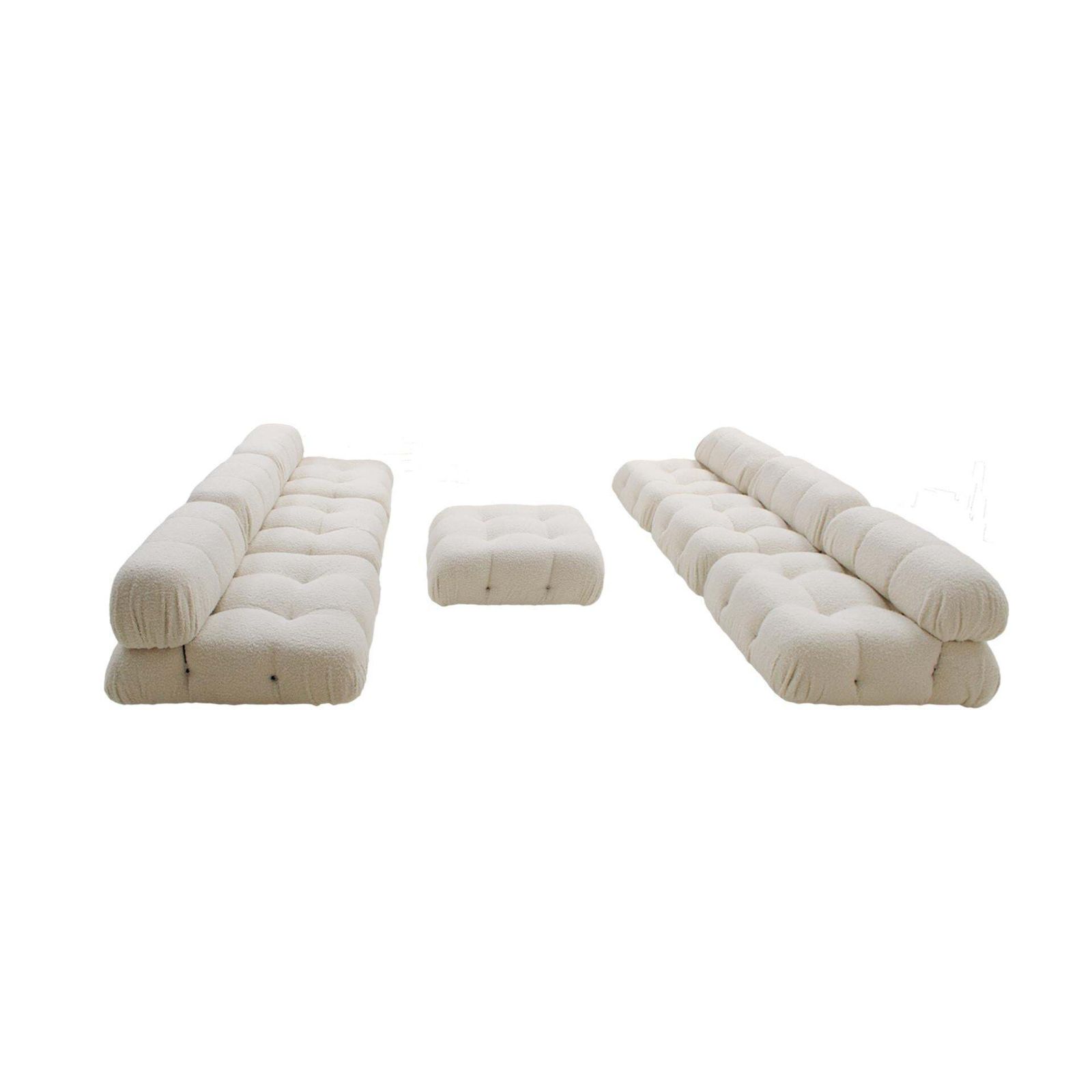 Mid Century By Mario Bellini Italian Camaleonda White Bouclé Fabric Modular Sofa photo Furniture