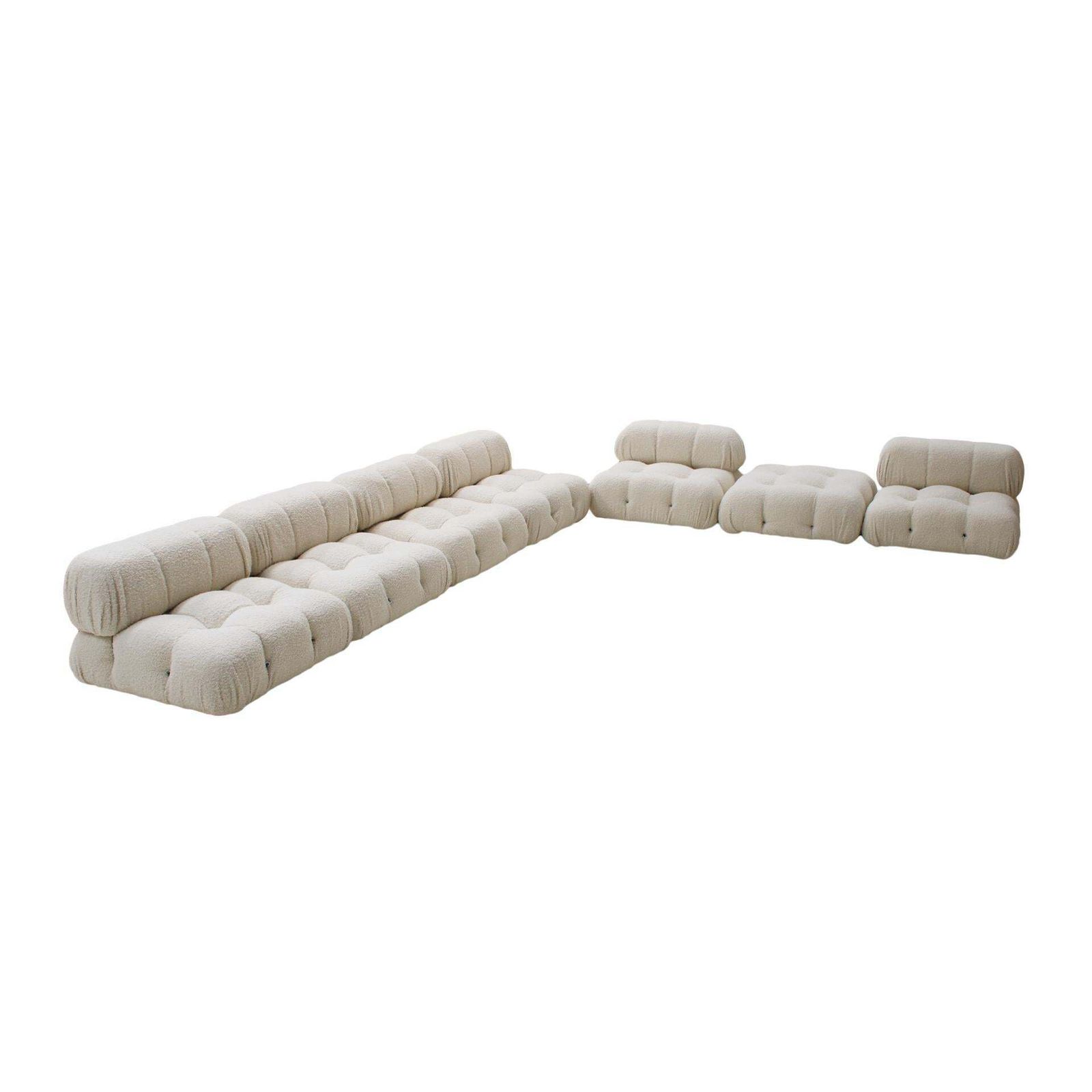 Mid Century By Mario Bellini Italian Camaleonda White Bouclé Fabric Modular Sofa photo 32914.0