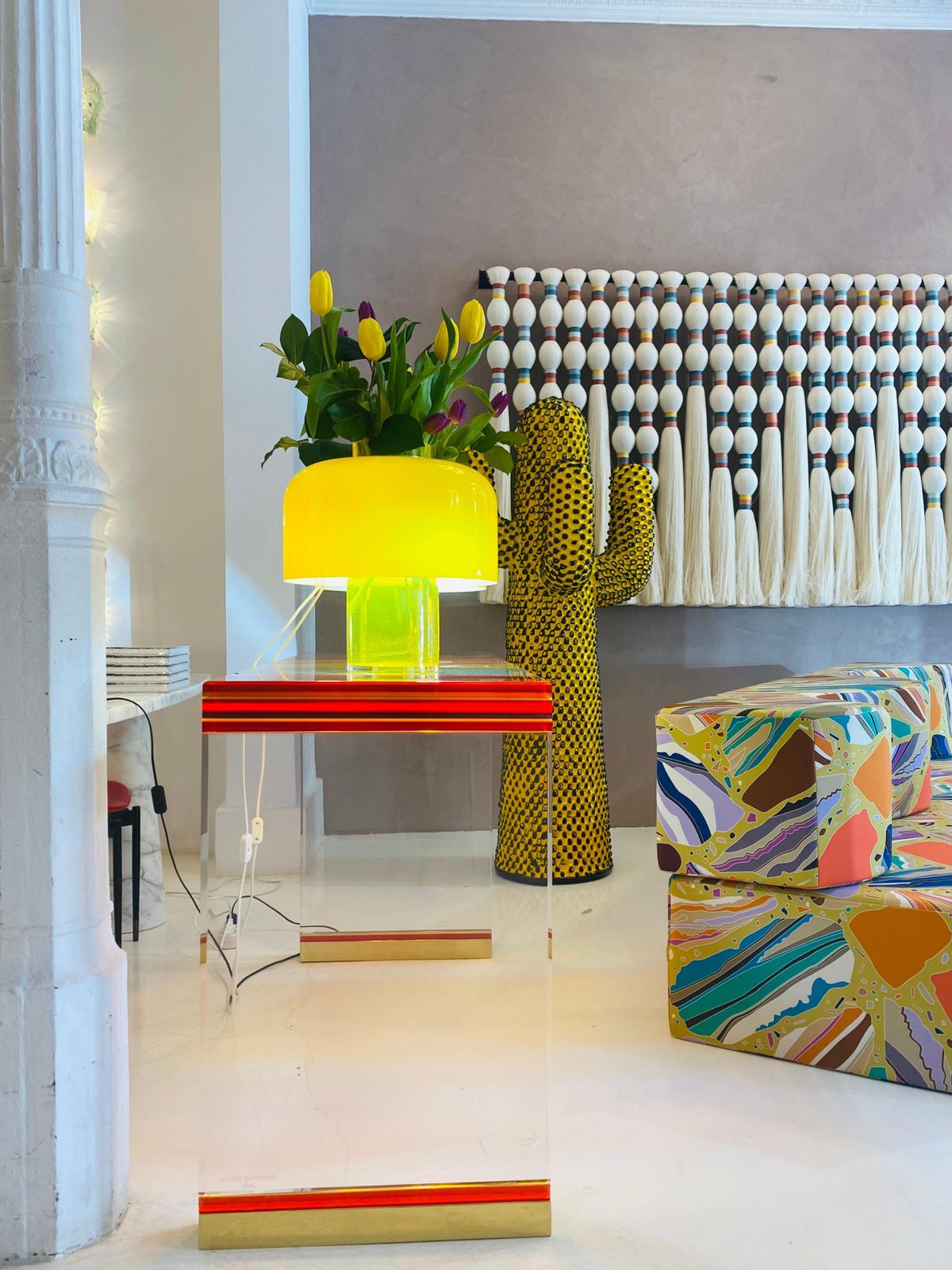 Contemporary Colored Methacrylate And Brass Italian Console Designed By Superego photo buy