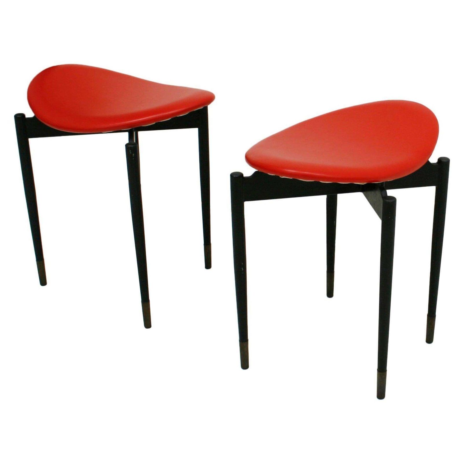 Midcentury Set Of Two "Lutrario" Stools Designed By Carlo Mollino, Italy, 1959