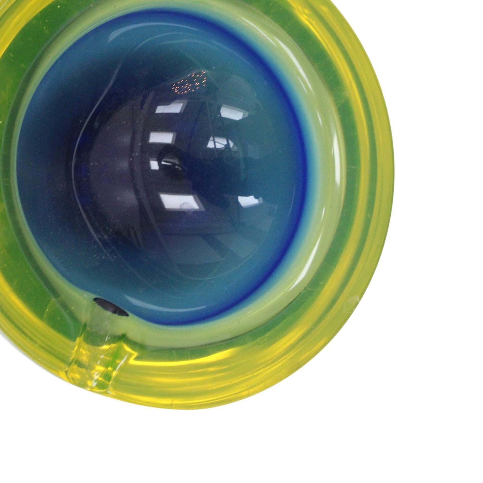 Mid Century Modern Blue/Yellow Sommerso Murano Glass Ashtray By Flavio Poli 1950 photo Home Decor