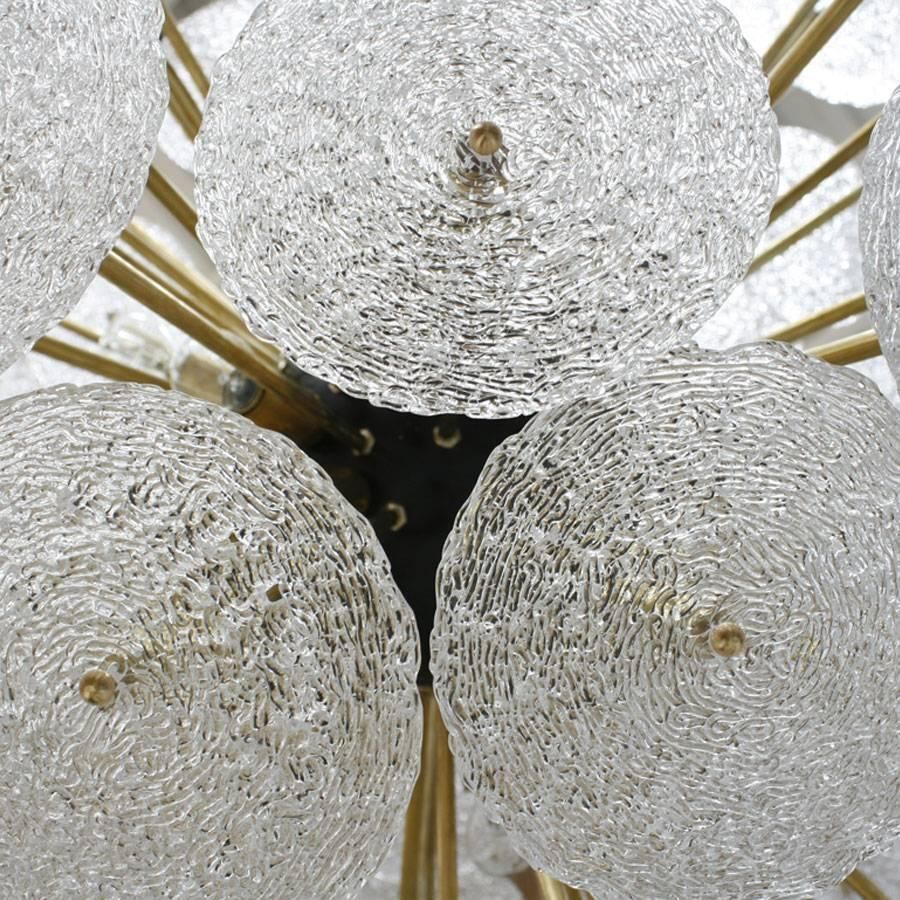 Mid Century Modern Style "Sputnik" Murano Glass And Brass Italian Pending Lamp photo for sale