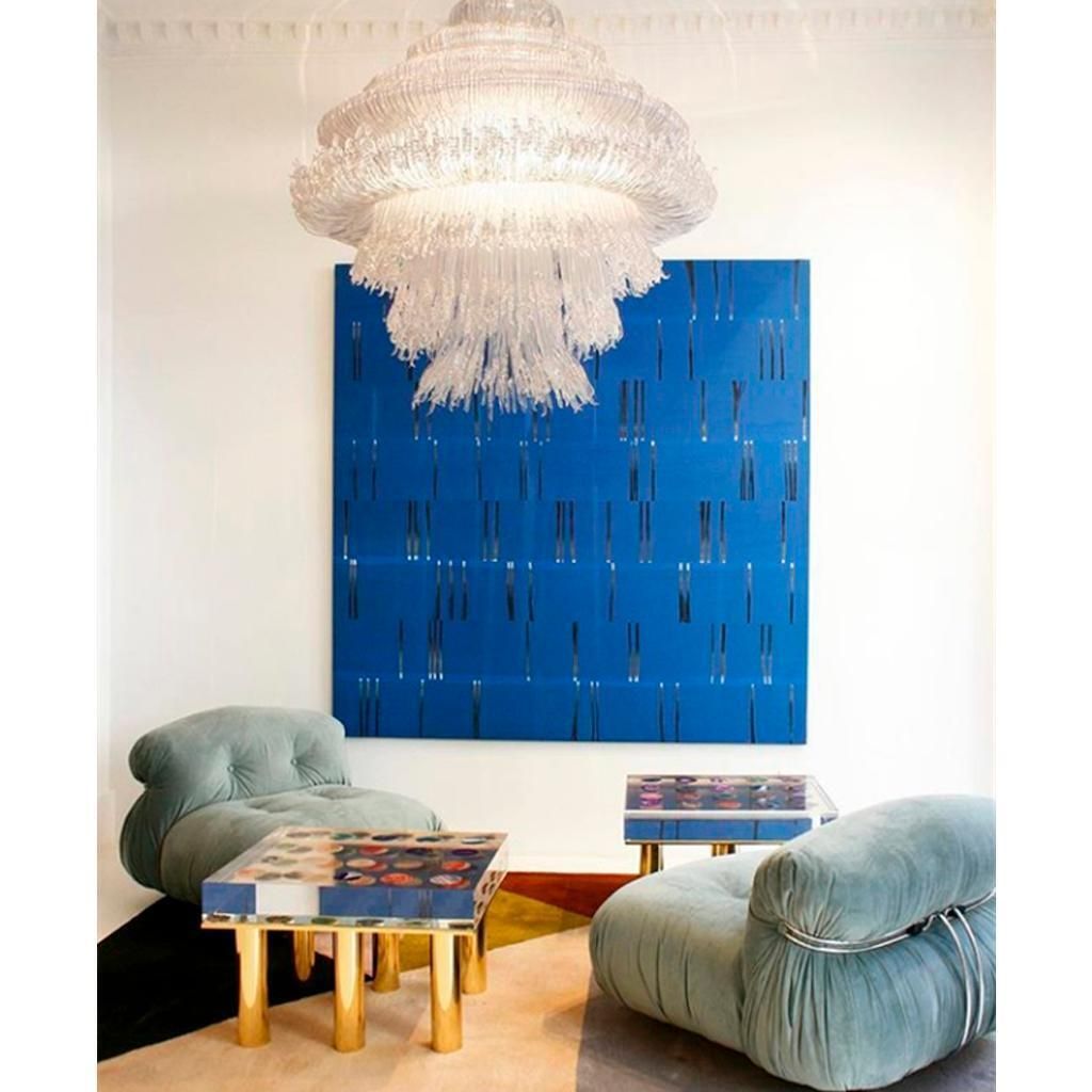 Contemporary Rare Sculptural Italian Clear White Suspension Lamp   Chandelier photo 17811.0