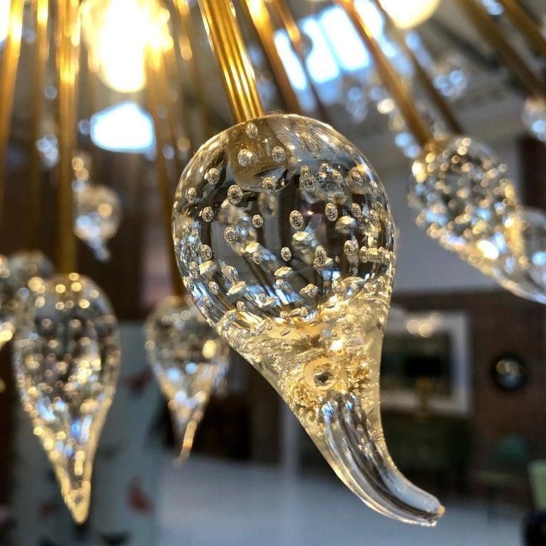 Mid Century Modern Style Sputnik Murano Glass And Brass Italian Chandelier photo 7077.0