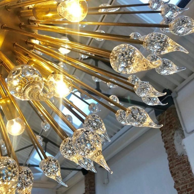 Mid Century Modern Style Sputnik Murano Glass And Brass Italian Chandelier photo vinterior
