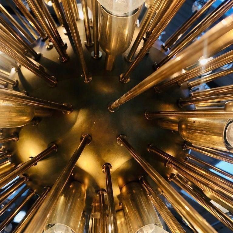 Mid Century Modern Style Sputnik Murano Glass And Brass Italian Chandelier photo buy