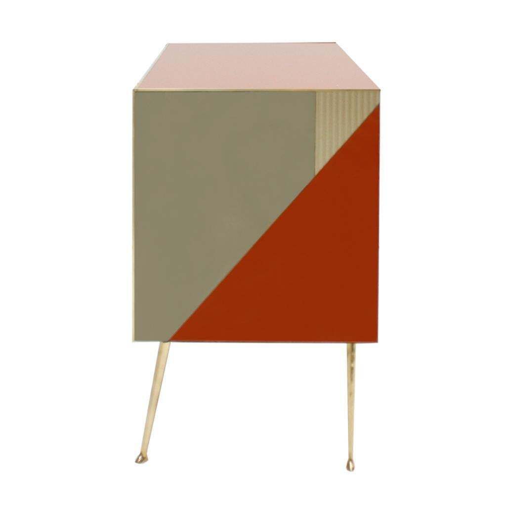 Mid Century Modern Style Murano Colored Glass And Brass Italian Commode photo 6732.0